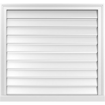 Ekena Millwork Vertical Surface Mount PVC Gable Vent: Functional, w/ 2"W x 2"P Brickmould Sill Frame, 34"W x 32"H GVPVE34X3203SF